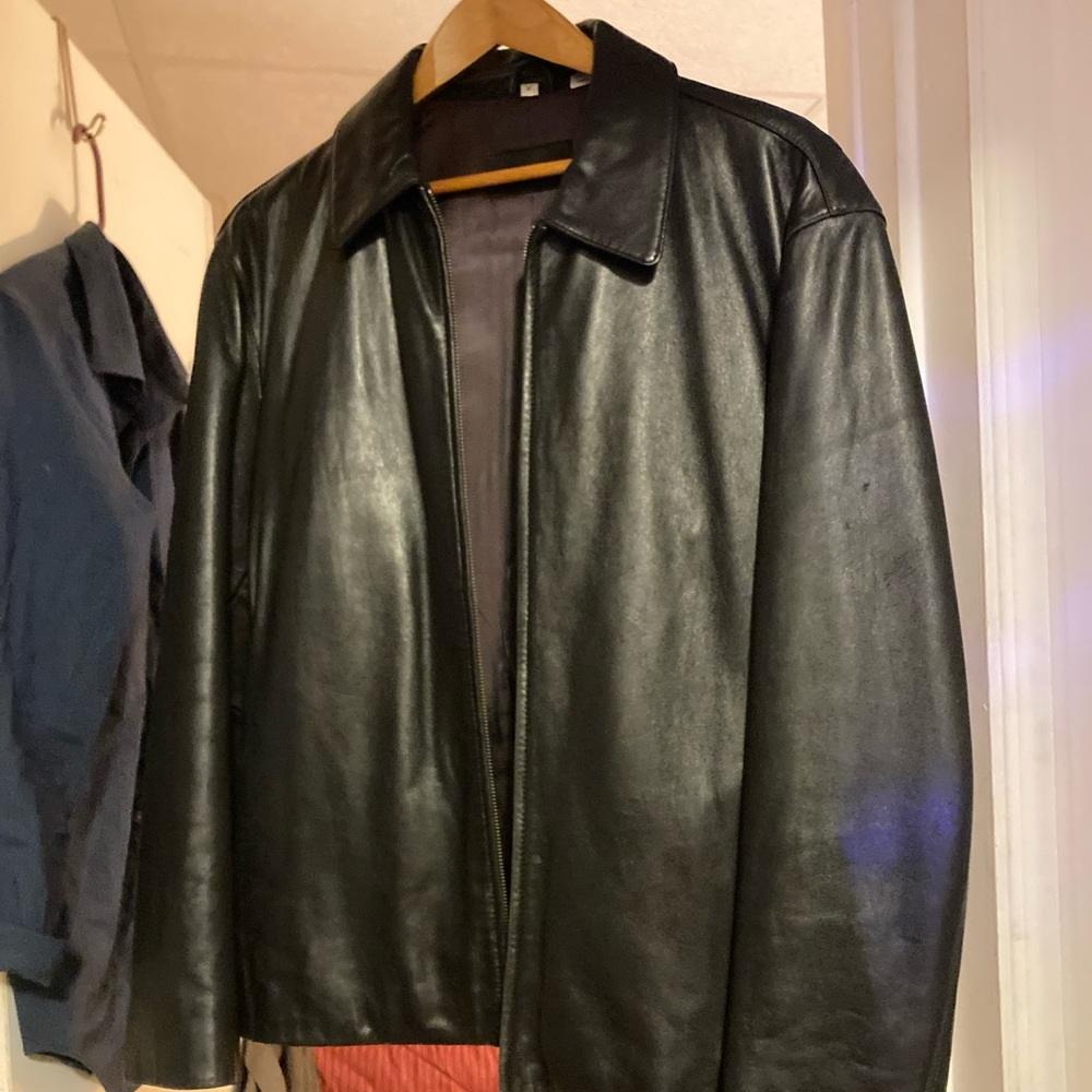 Alfani Black, soft leather jacket, minor defects